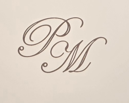 Personal monogram in the pink mirror engraving for Marco Jansen