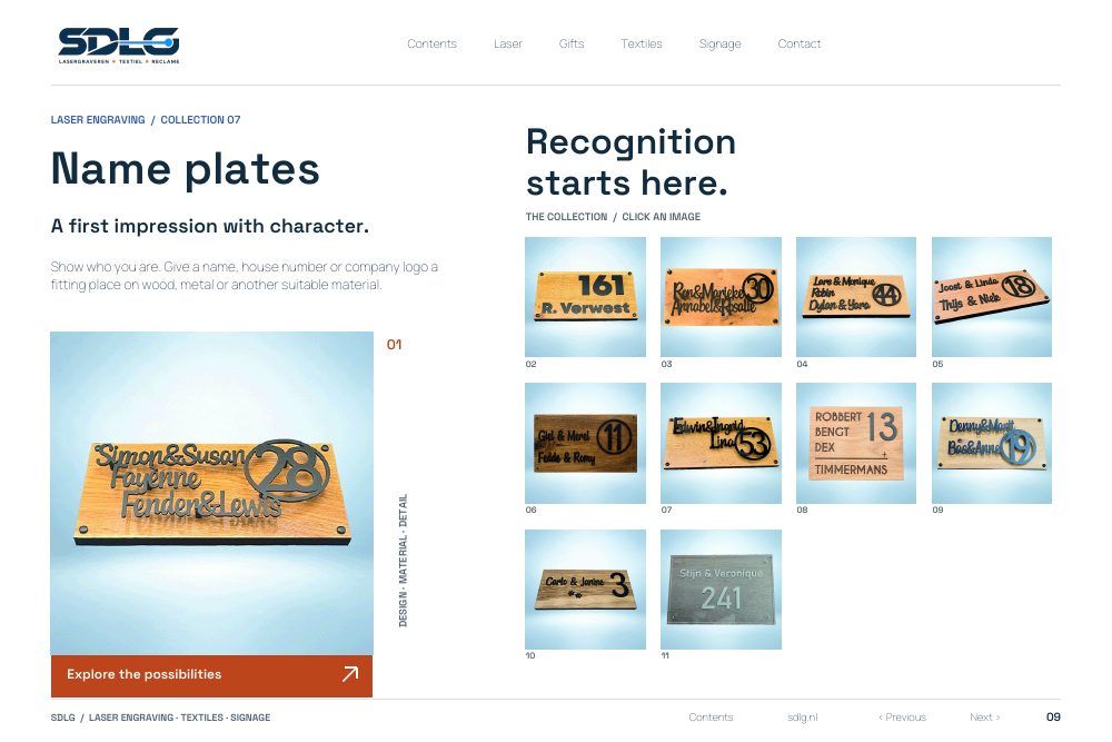 Portfolio examples: Name plates