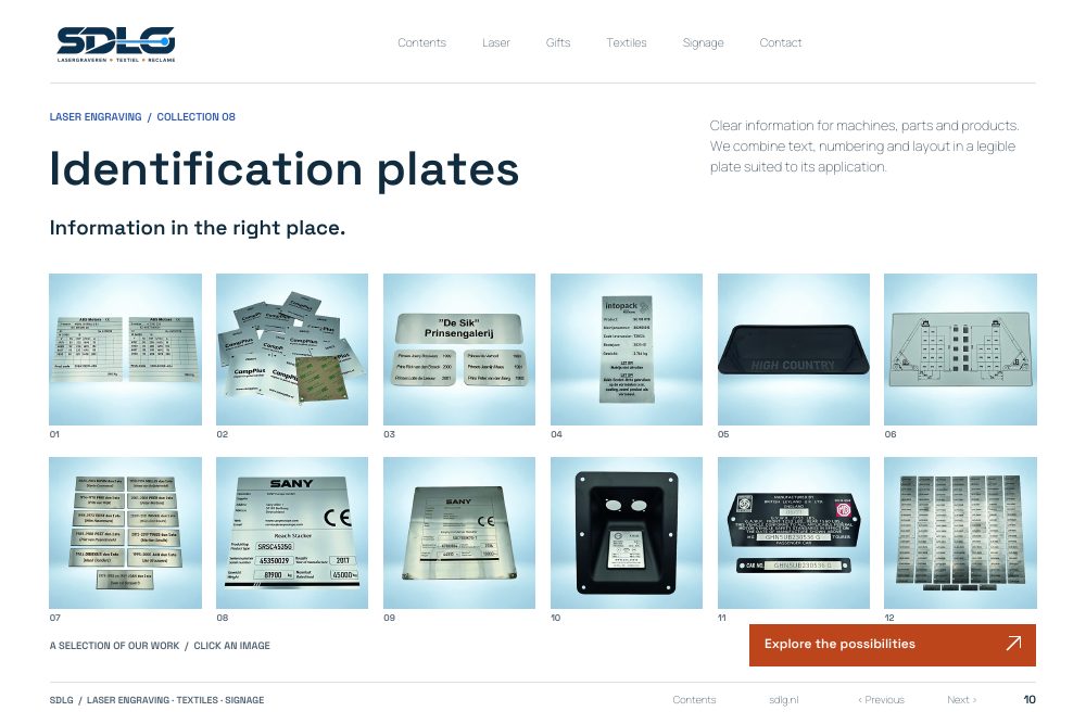 Portfolio examples: Identification plates