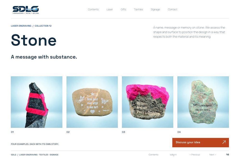 Portfolio examples: Stone