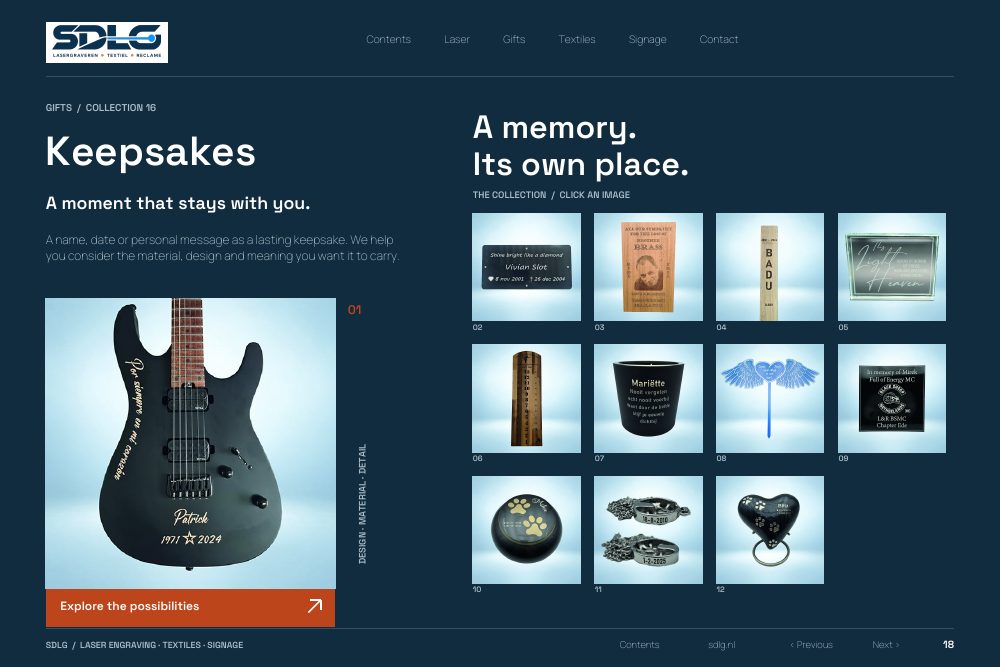 Portfolio examples: Keepsakes