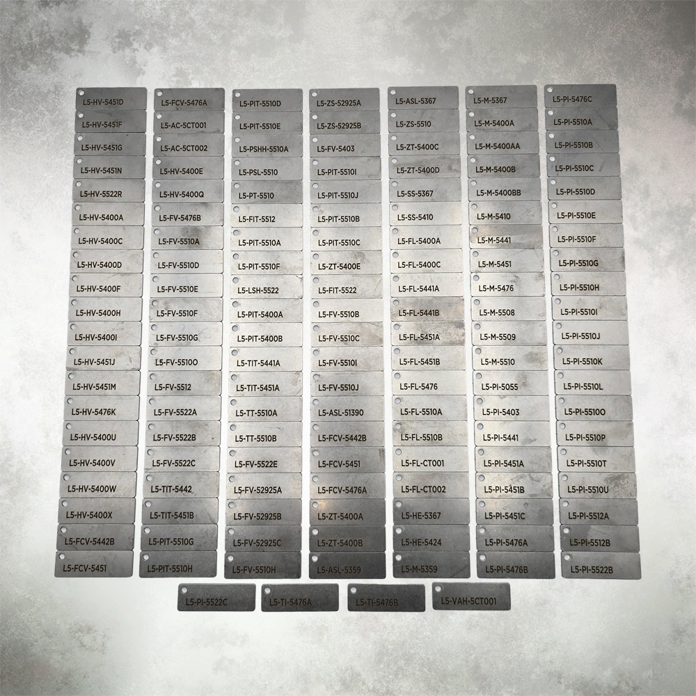 Stainless steel identification tags laser engraved by SDLG